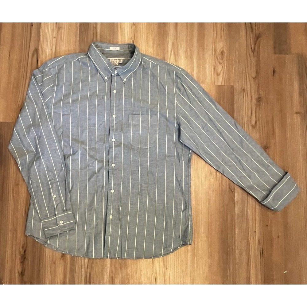 J.Crew Broken In Oxford Shirt Mens X-Large Slim Gray Striped Organic Cotton NWT